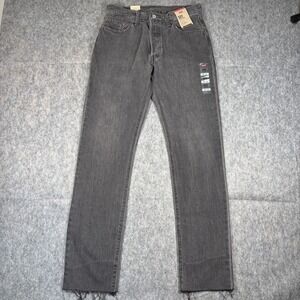 Levi's 501 Jeans Women's 29 x 32 Black Raw Hem Button Fly Pockets Denim NWT